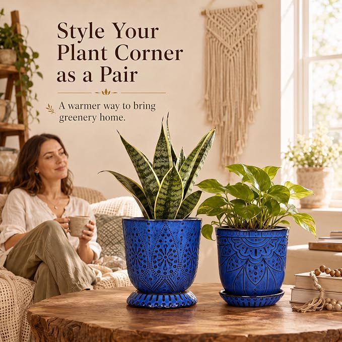 Gepege Ceramic Plant Pots, 6 Inch Indoor Planters - Image 3