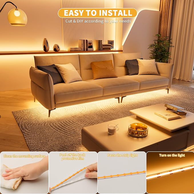 PAUTIX 5V USB COB LED Strip Light 6.56ft/2m 1200lm, Dimmable 640LEDs 2700K Warm - Image 8