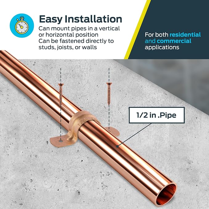 HoldRite 1/2 Inch Copper 2-Hole Strap, 50 Pack, Pipe Support - Image 4
