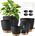 Self Watering Pots for Inoor Ourdoor Plants 8/7/6.5/6/5" Plastic Planters | by Fielda