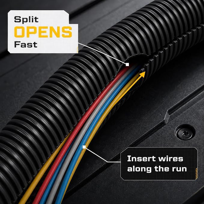 GS Power 1/4 Inch x 100ft Split Wire Loom Tubing, Split Cable Sleeve Cord - Image 4