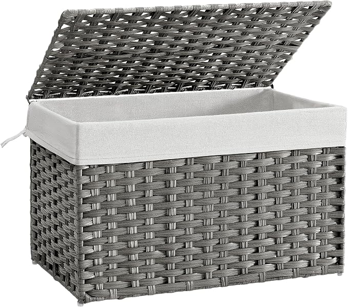 SONGMICS Storage Basket with Lid, Woven Blanket Storage Bin with Handles by Unknown