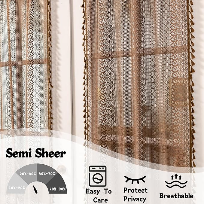 Sutuo Home Caramel Door Window Curtains - Image 4