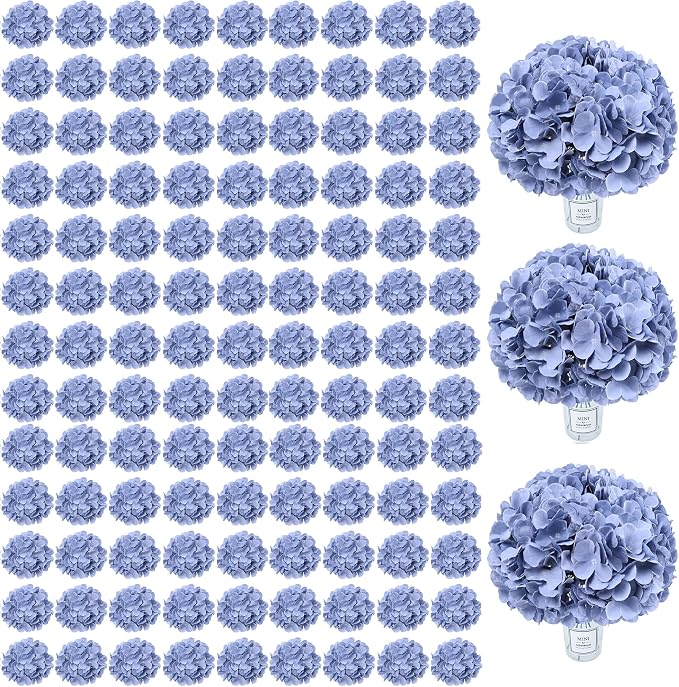 AVIVIHO 105PCS Dusty Blue Fake Flowers Hydrangea Artificial Flowers Bulk Silk by Aviviho