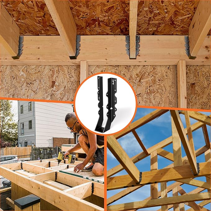 50 Pcs Black 2x10 Joist Hanger, LU210 18 Gauge Double Shear Face Mount Joist - Image 2