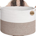 INDRESSME 115L Extra Large Woven Rope Blanket Basket Living Room, bedroom or by INDRESSME