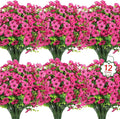 12 Pcs Artificial Flowers for Outdoors Decorations, Rose Red | Lifelike silk by OuddyDecor