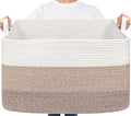 Goodpick Large Woven Blanket Basket 23.6" x 15.7" x 13.8" Cotton Rope Storage by Goodpick