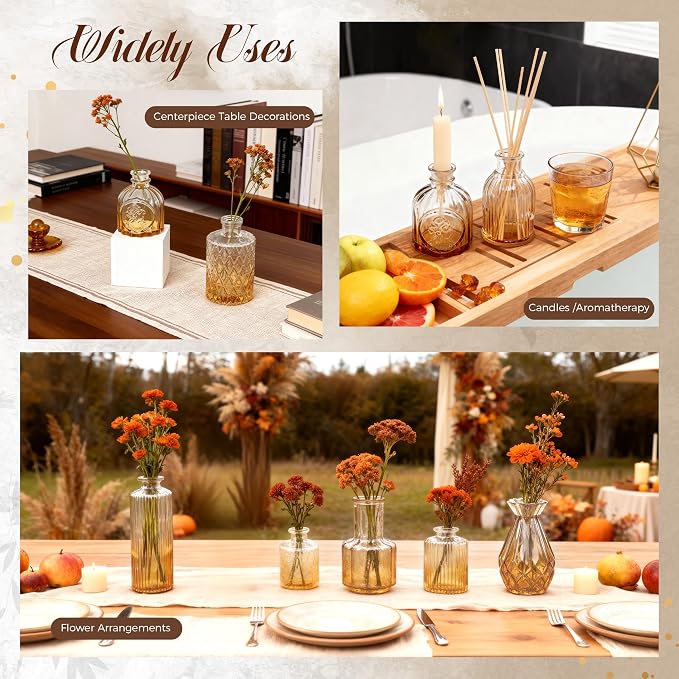 Der Rose 12pcs Glass Bud Vases, Amber Vases - Image 6