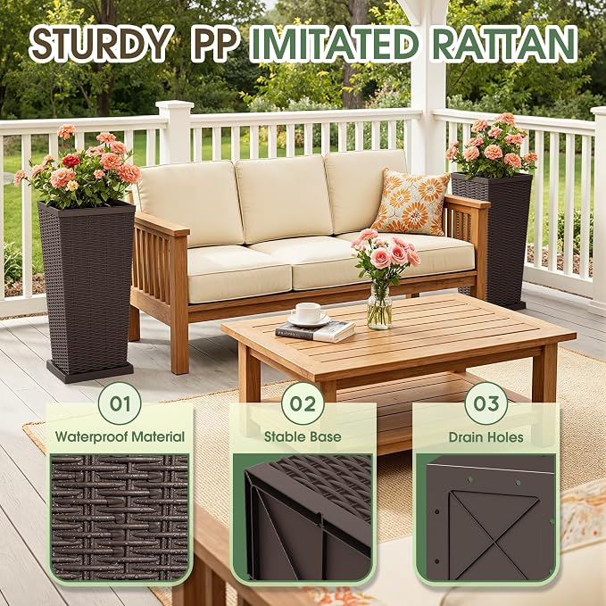 Set of 2 30 Inch Tall Plastic Planters - Image 6
