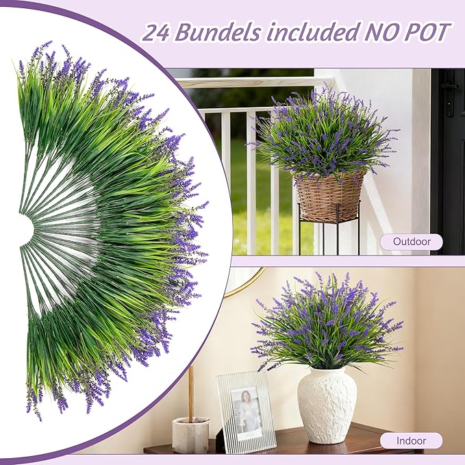 Ammyoo 24 Pcs Artificial Fake Plants UV Resistant - Image 4