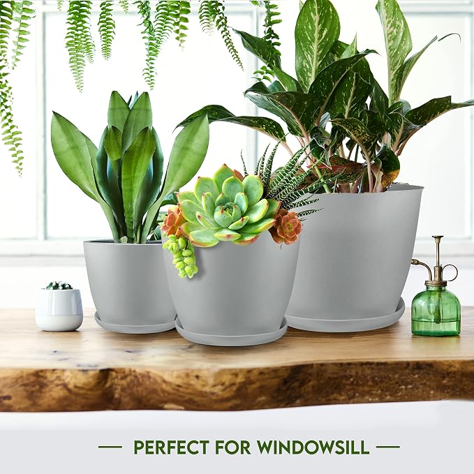 Plant Pots Indoor with Drainage, 5 Pack Multi-Size Planters Set - Image 6