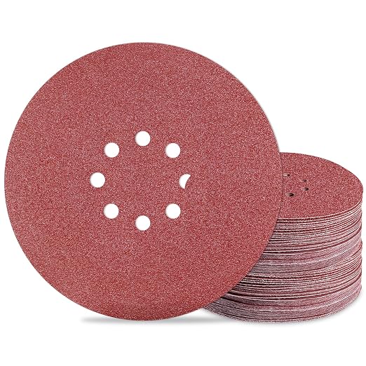 9 inch Sanding Discs 60 Grit 8 Holes Hook and Loop Sandpaper by Awutzut