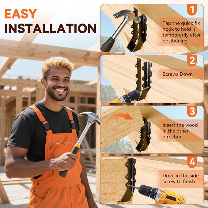 25 Pcs Black 2x8 Joist Hanger, LU28 18 Gauge Double Shear Face Mount Joist - Image 6