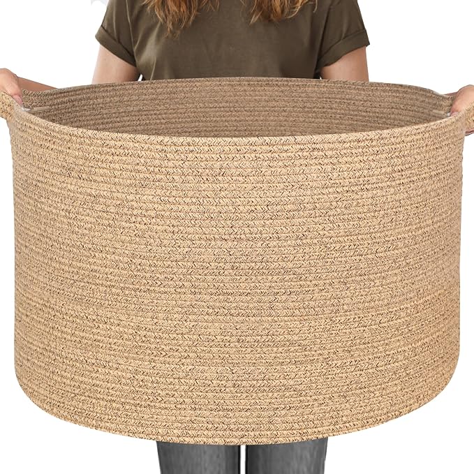 115L Extra Large Storage Basket, 23.6"x15.7" Woven Cotton Rope Basket, Giant by MEGASKET