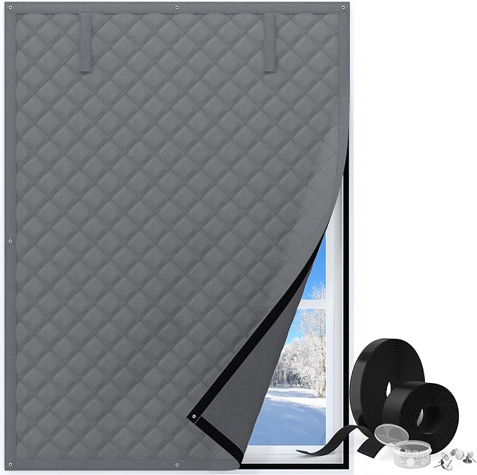 Thermal Window Cover for Winter, Curtain Size 38" X 62" Prevent Cold Air by AGHITG