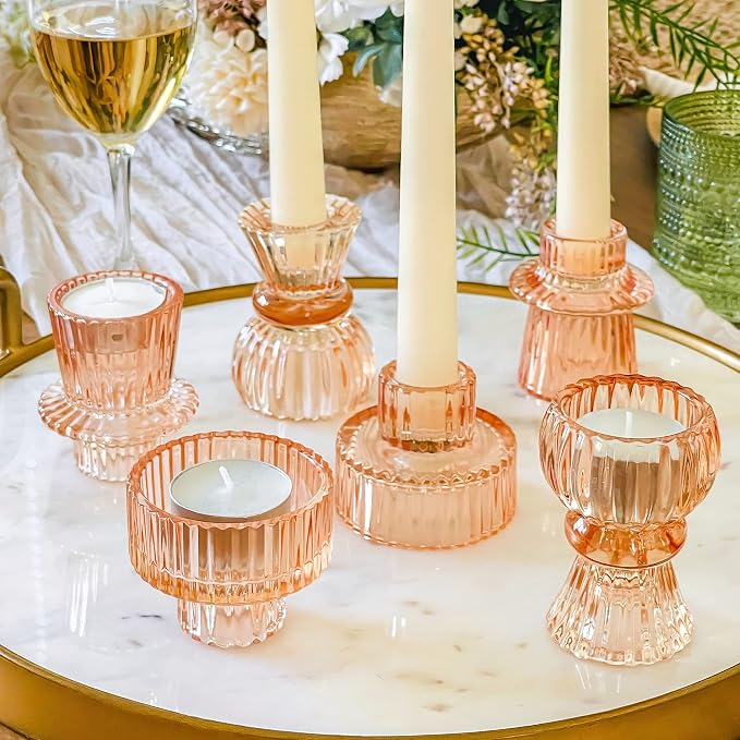Kate Aspen Glass Taper Candle Holder Set of 6 by KateAspen