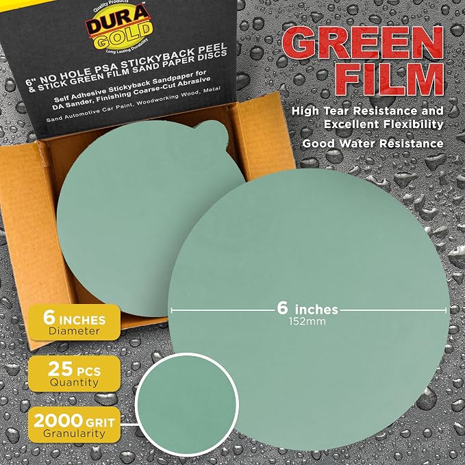 Dura-Gold Premium 6" Green Film PSA Sanding Discs - Image 2