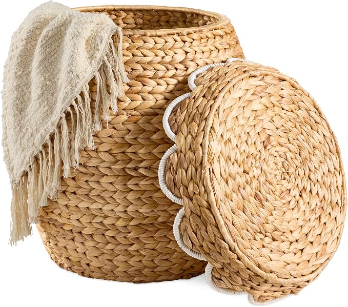 Best Choice Products Scalloped Multipurpose Hyacinth Storage Basket, Plant Décor by Unknown