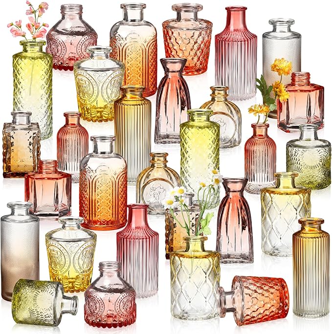 Yaomiao 30 Pcs Glass Bud Vases Centerpieces, Mini Colored Flower Vase by Yaomiao