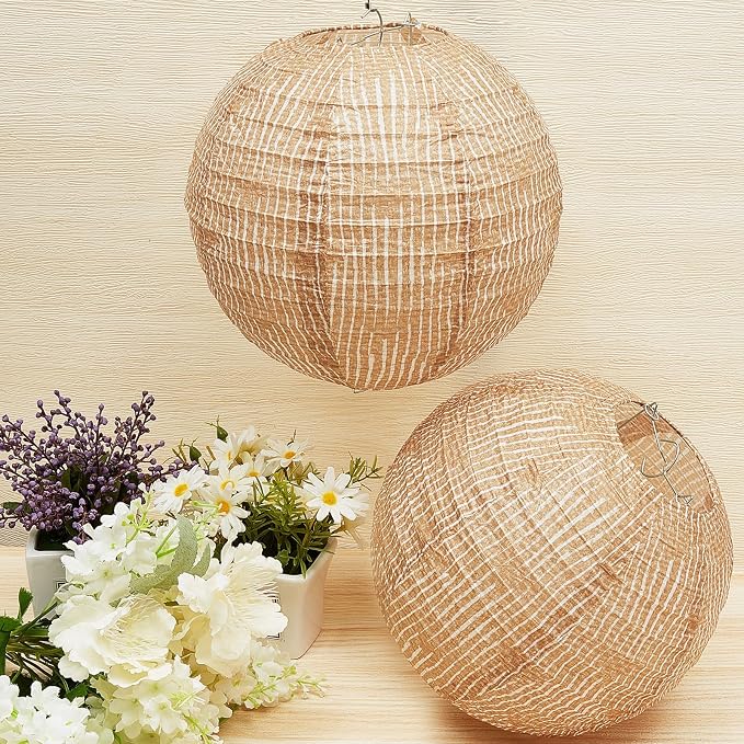 6 Pcs Print Burlap Paper Lanterns Classroom Decor, 10 Inch | Boho Hanging Decor - Image 4