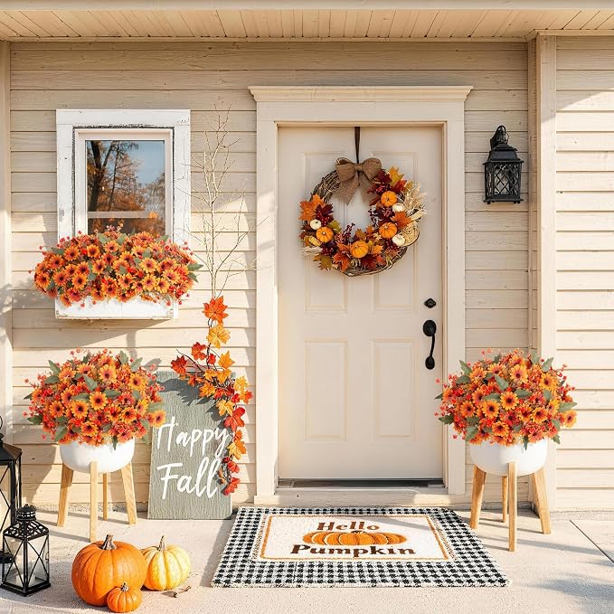 INQCMY Artificial Fall Flowers for Outdoor Porch Decoration - Image 3
