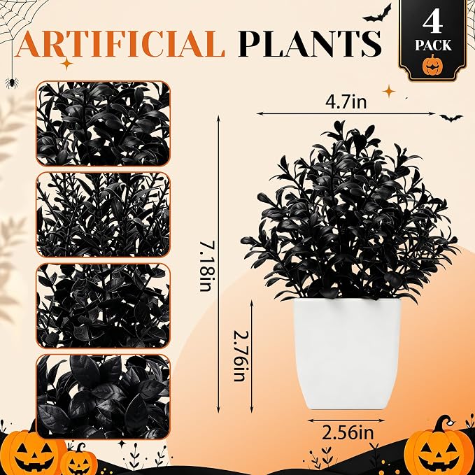 Der Rose 4 Pack Black Artificial Plants - Image 3
