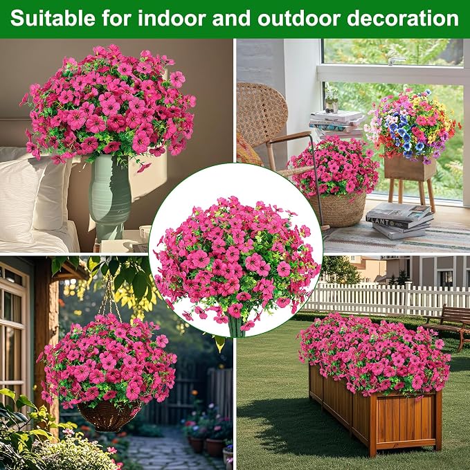 12 Pcs Artificial Flowers for Outdoors Decorations, Rose Red | Lifelike silk - Image 5