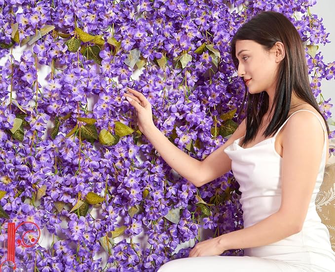 Artificial Flower Garland 2pcs 5.6ft Hydrangea Vine Decor, Hanging Faux - Image 4
