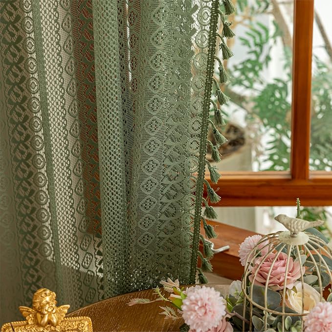 Sutuo Home Boho Lace Sheer Curtains 2 Panels by SutuoHome