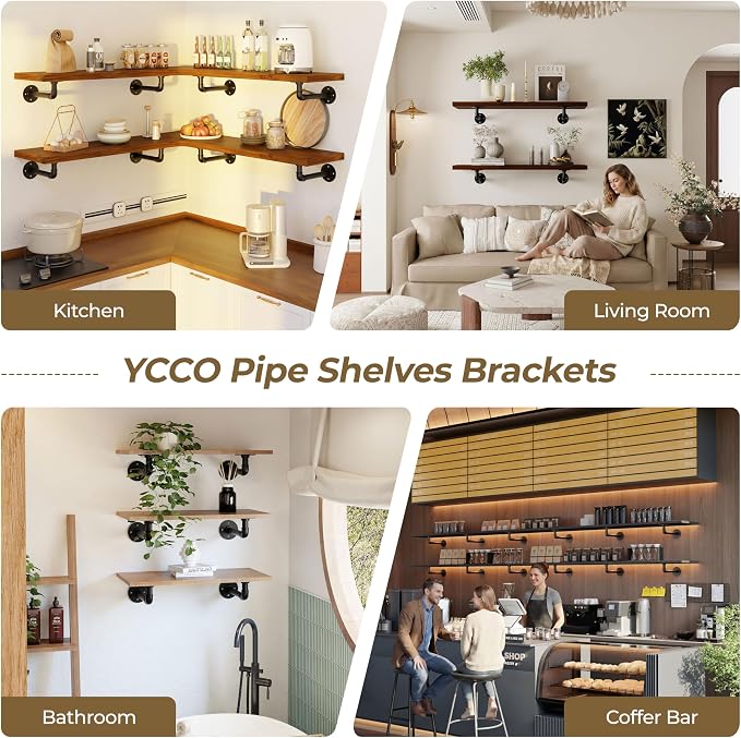 Industrial L Pipe Shelf Brackets - Image 2