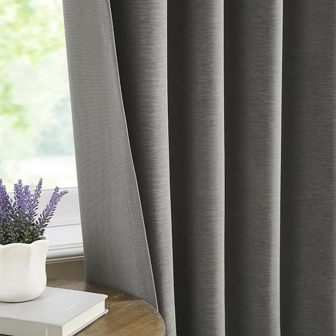 Kayne Studio Pewter Gray Velvet Pinch Pleated Back Tab Curtains 84Inch Long | - Image 7