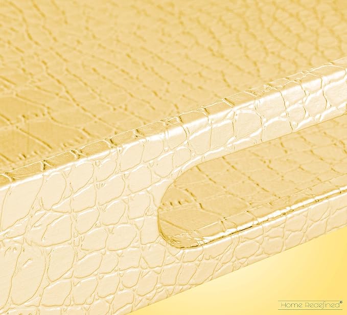 Home Redefined 17.5"x12" Gold Glossy Crocodile Faux Leather Serving Tray - Image 6