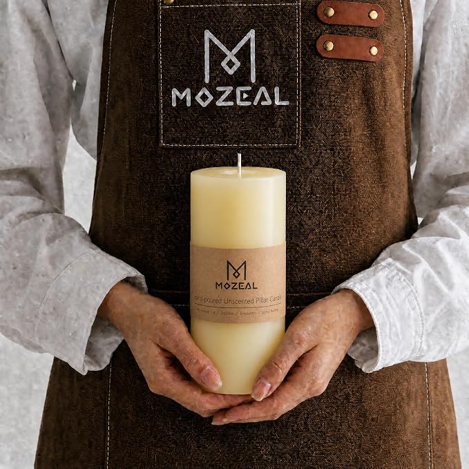 MOZEAL 4" x 10" Extra-Large Ivory Pillar Candles, Long Clean-Burning, These - Image 2