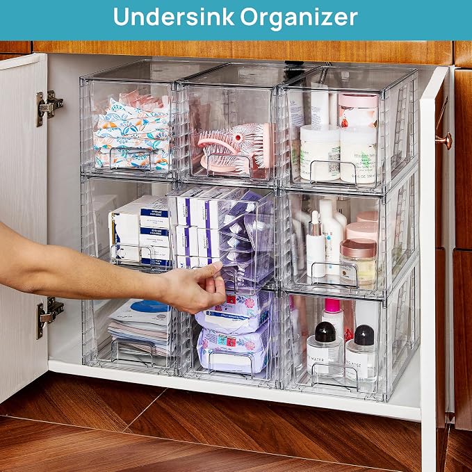 Vtopmart 6 Pack Large Stackable Storage Drawers | Easily Assemble Acrylic - Image 3