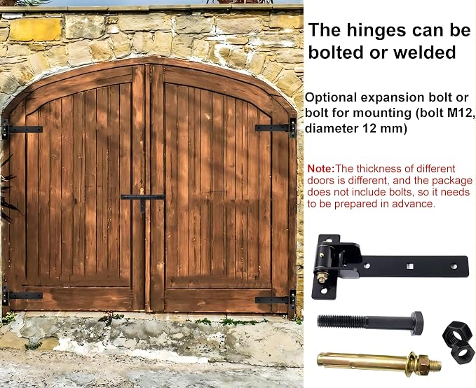 13" Heavy Duty Strap Gate Hinges, 900LBS Load Capacity, Thickened Solid Steel | - Image 7