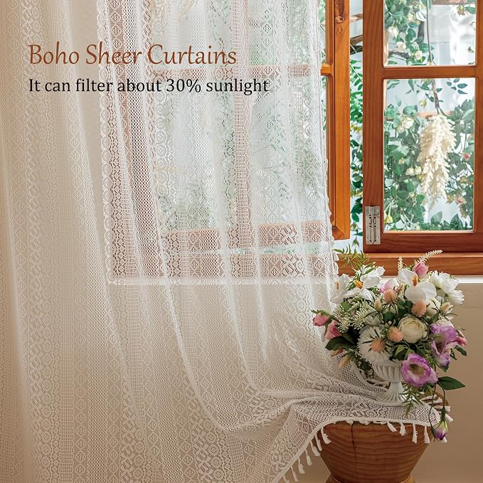 Sutuo Home Boho Lace Curtains 84 Inches Long - Image 3