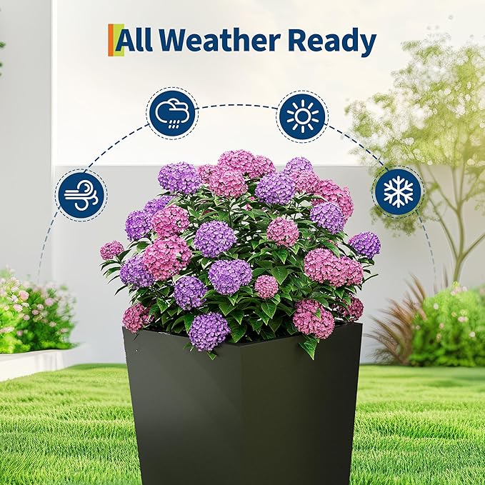 Garvee 22.5" Tall Planters Set of 2, Outdoor＆Indoor Planter Pots | High Front - Image 7