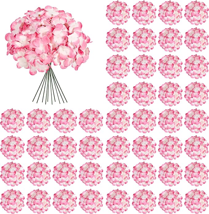 Auihiay 64Pcs Hydrangea Artificial Flowers Bulk, Faux Hydrangeas Heads | by Auihiay