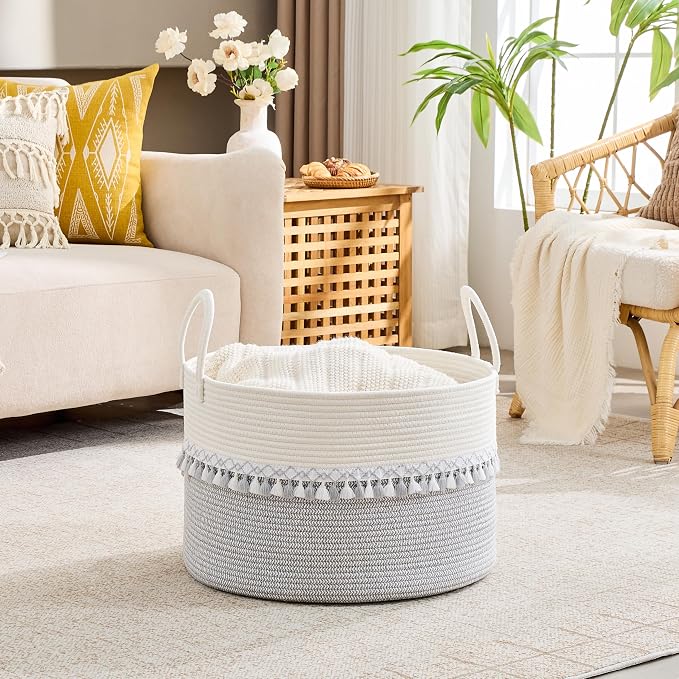 KAKAMAY Large Blanket Basket - Image 4