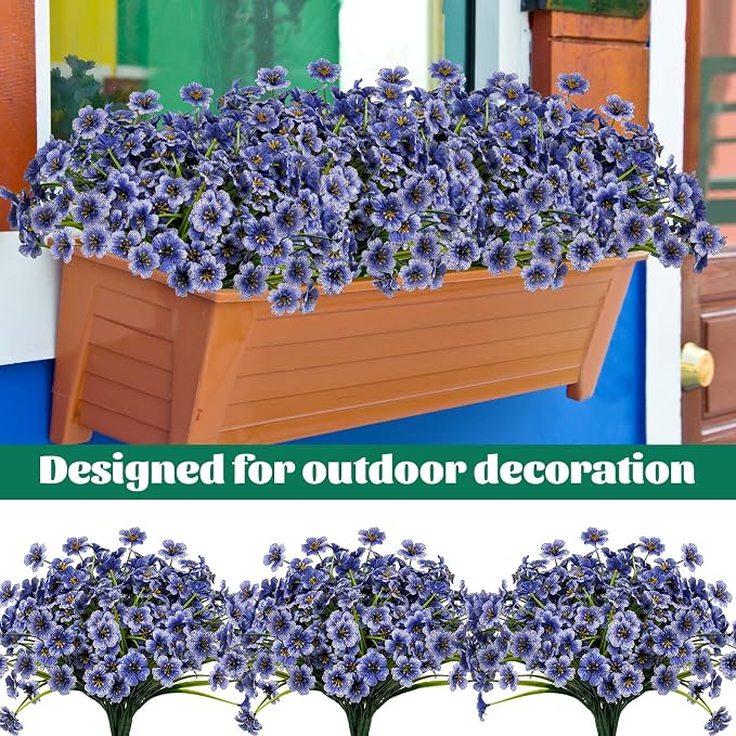 24 Pcs Artificial Flowers for Outdoor, Plastic Fake Flowers Decor, Artificial - Image 3