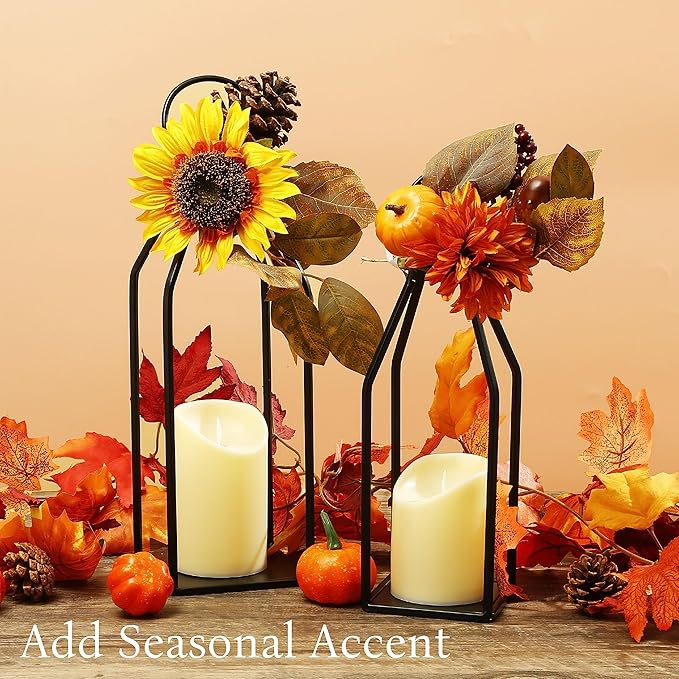 Perfnique Modern Farmhouse Lantern Decor, 2 LED 6hr Timer Flameless Candles ＆ - Image 4