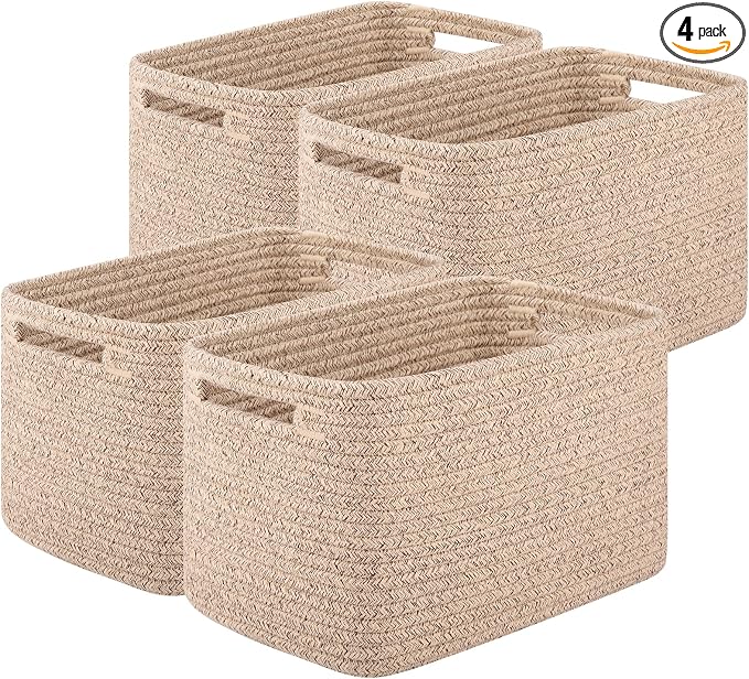 OIASKET 4Packs Natural Cotton Rope Storage Baskets by OIASKET
