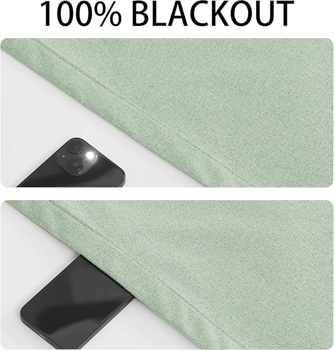RYB HOME Linen Door Window Curtains W30 x L69, Light Green, 1 Panel - Image 2