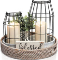 Rustic Farmhouse Lantern Decor Set of 2 by KIBAGA