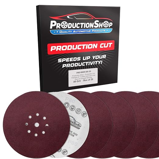 ProductionShop Premium 9" Red 9-Hole Pattern 80 Grit Sanding Discs, Box of 20 by ProductionShop
