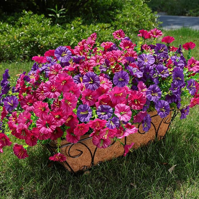 Artificial Flowers for Outdoors Fake Plants Outside Decoration, 12 Bundles Silk by HyeFloraartificialflowers