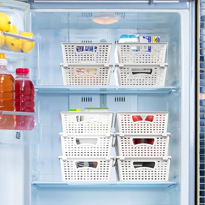 Simple Houseware Stackable Plastic Woven Basket Organizer, 6 Pack - Image 8