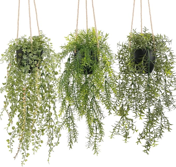 3 Packs 18.5" Fake Hanging Plants by Decorateyouridealhomewithease