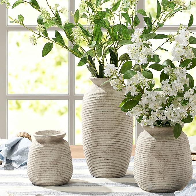 Ceramic Flower Vase, 12.5" Large Vases Home Decor Rustic Farmhouse Tall Pottery - Image 6